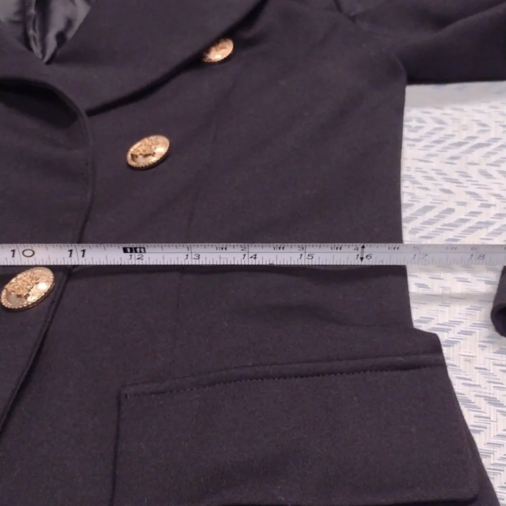 Attitude Unknown Chic Black Double-Breasted Blazer with Gold Accents - Picture 16 of 16